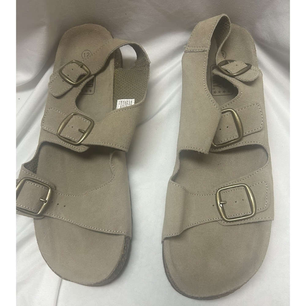 VTG Y2K Faded Glory Womens Gretchen Buckle Sandals Tan Brown Size 12 Boho Hippie